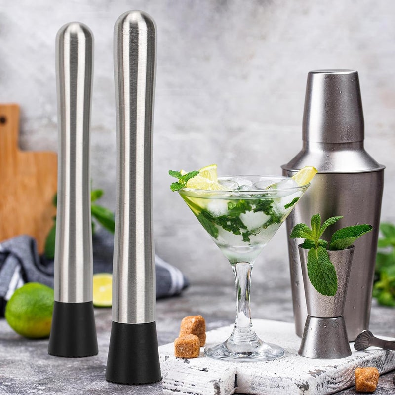 LoveBB 10" & 8" Cocktail Muddlers, Stainless Steel Muddler with 3 Pcs 10 inch Mixing Spoon for Lemonade Mojitos Fruit Drinks - Image 4